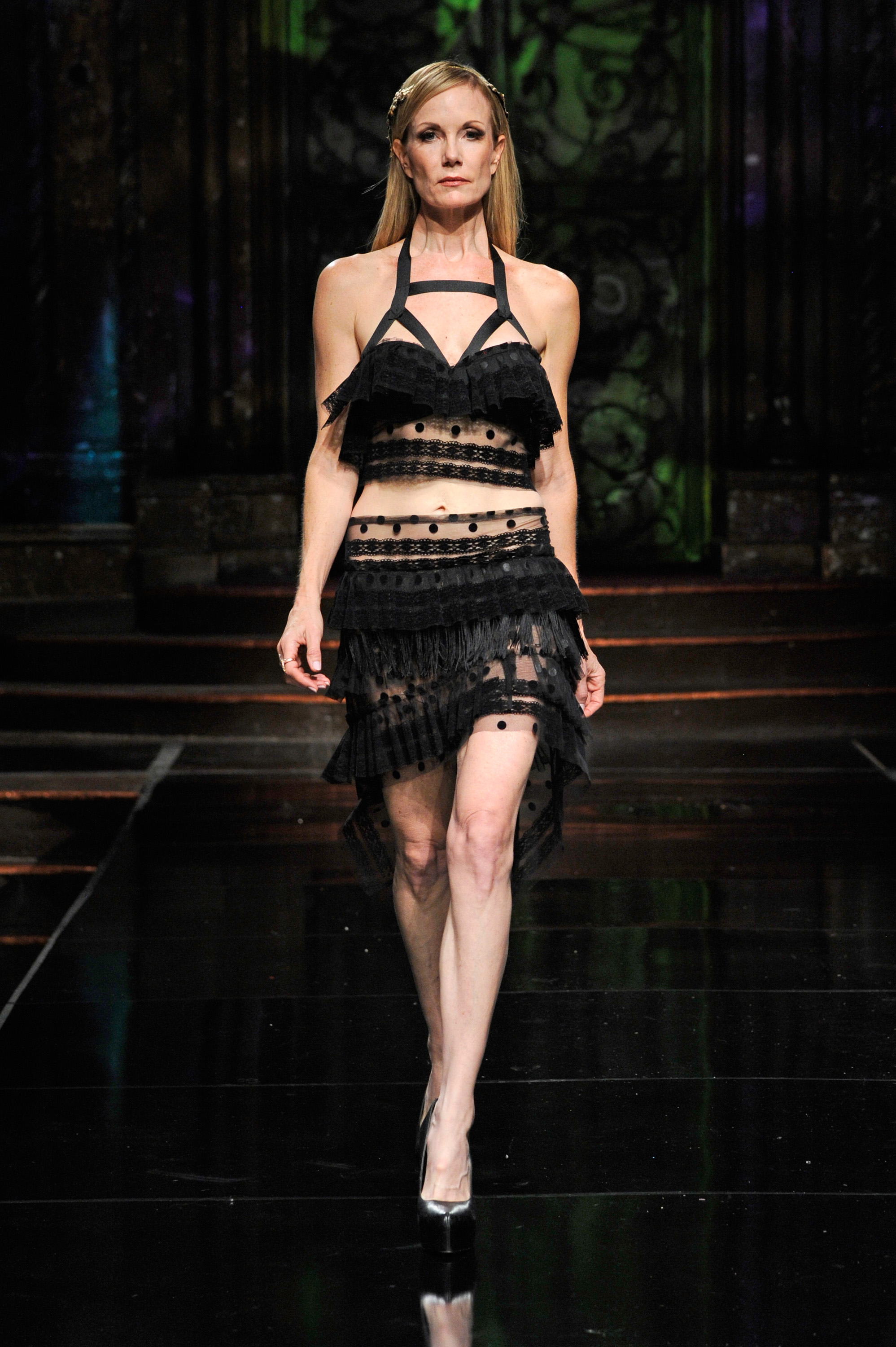 NEW YORK, NY - SEPTEMBER 13: A model walks the runway wearing Lisseth Corrao at Art Hearts Fashion NYFW The Shows presented by AIDS Healthcare Foundation at The Angel Orensanz Foundation on September 13, 2016 in New York City. (Photo by Arun Nevader/Getty Images for Art Hearts Fashion)